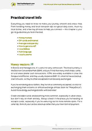 example page 7 from our offline Travel Guide for Bosnia and Herzegovina